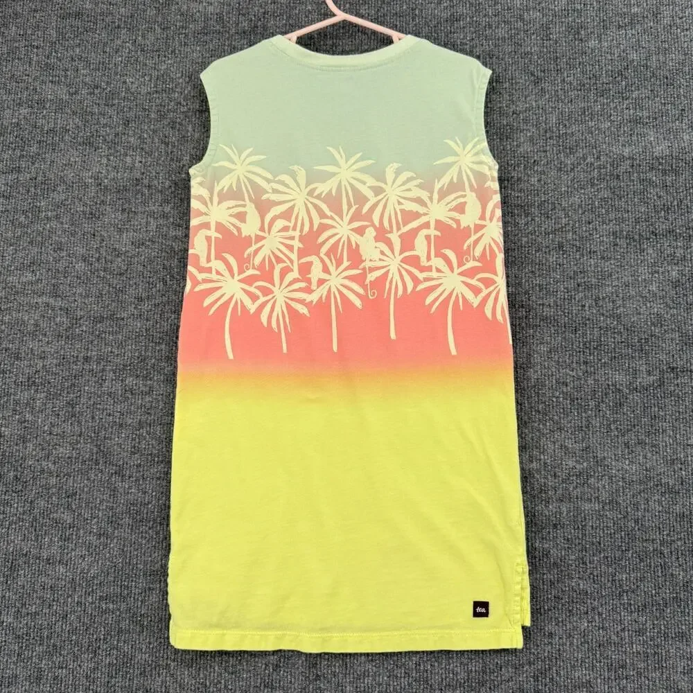 Tea Collection Sleeveless Jersey Knit Midi Dress Girls 5 Ombre Palm Tree Cotton